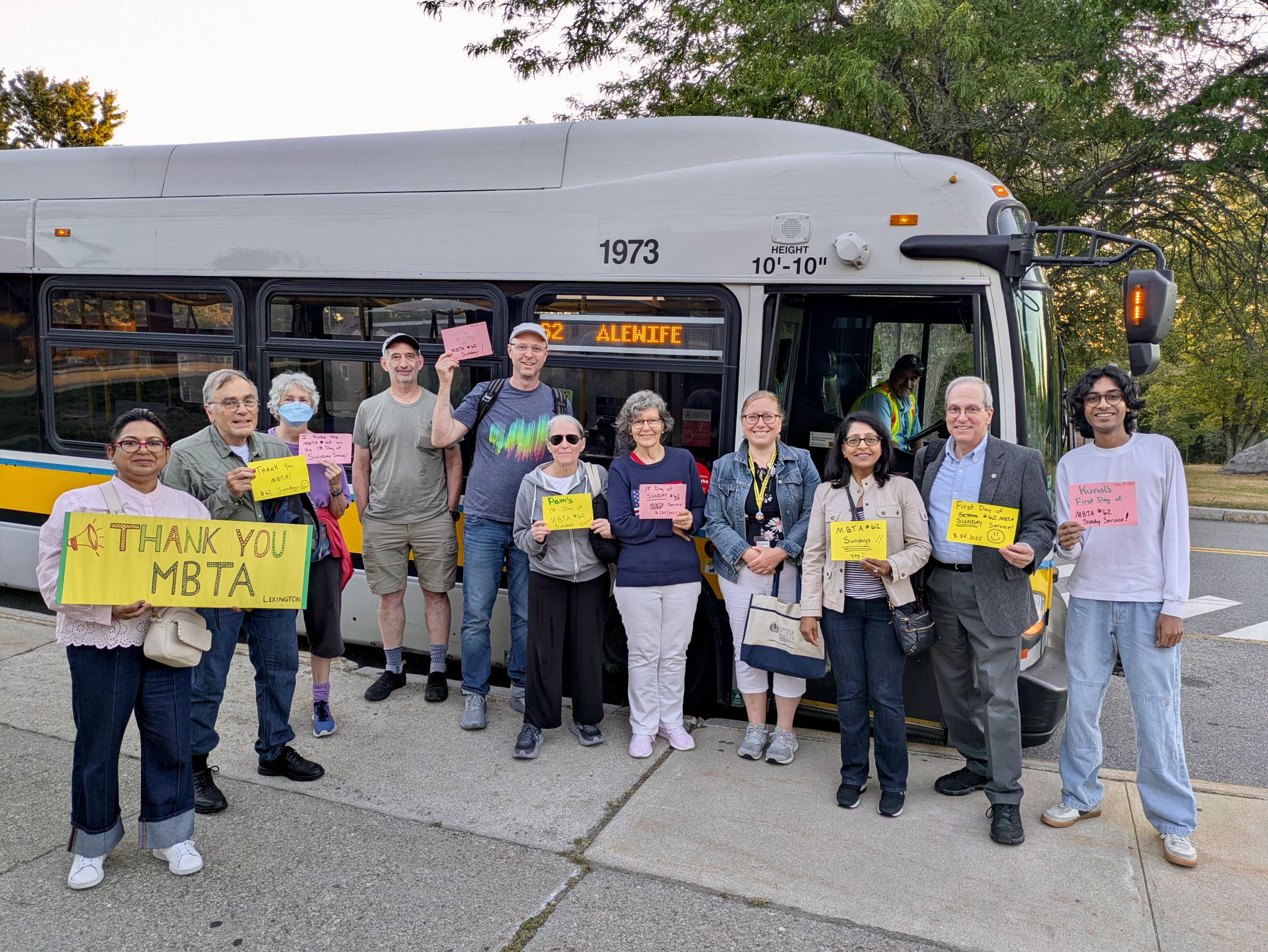 Kunal with others at Bedford VA on the first Sunday 62 bus.